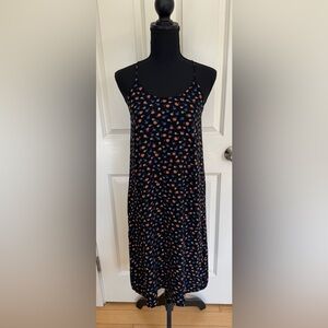 Madewell black floral strappy tie back midi slip dress women’s size 0